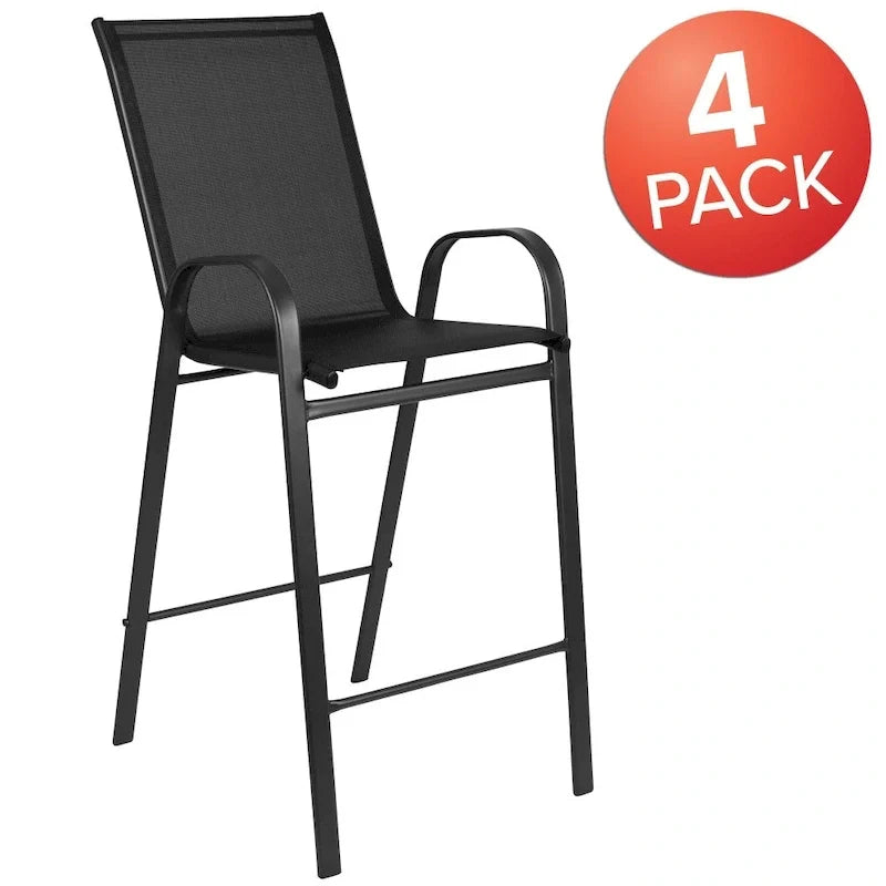 Lot de 4 tabourets de bar d'extérieur avec matériau Flex Comfort - Tabouret de terrasse