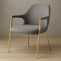Fauteuil en tissu gris avec pieds métalliques dorés