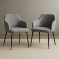 Lot de 2 chaises rembourrées en tissu gris avec pieds en métal noir
