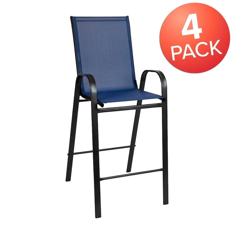 Lot de 4 tabourets de bar d'extérieur avec matériau Flex Comfort - Tabouret de terrasse