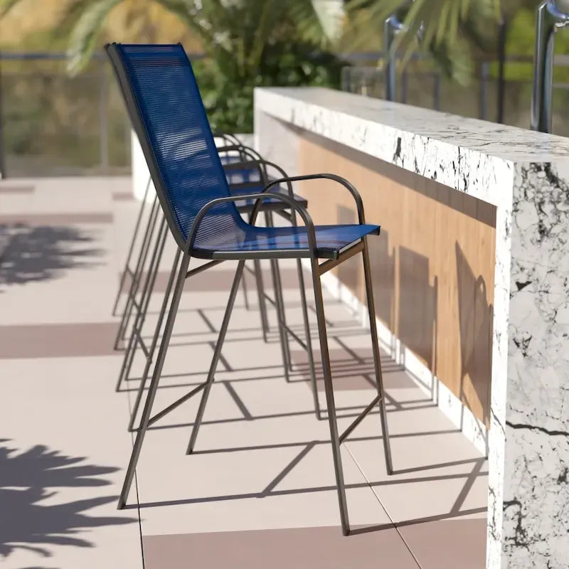 Lot de 4 tabourets de bar d'extérieur avec matériau Flex Comfort - Tabouret de terrasse
