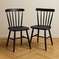 Chaises de salle à manger en bois noir avec dossier à barreaux - Lot de 2