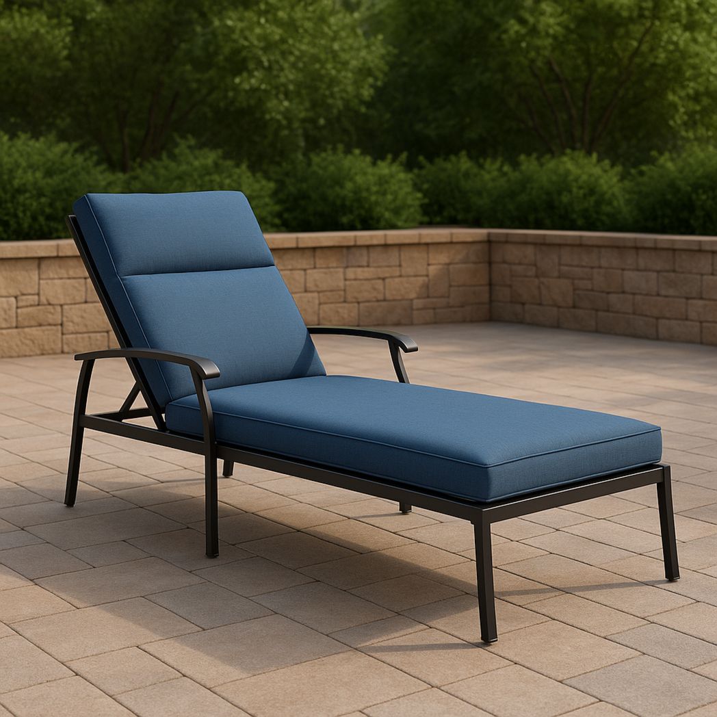 Chaise Longue Extérieure en Aluminium et Polyester Bleu 200x65x90 cm