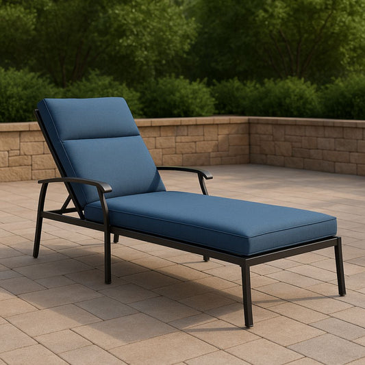 Chaise Longue Extérieure en Aluminium et Polyester Bleu 200x65x90 cm