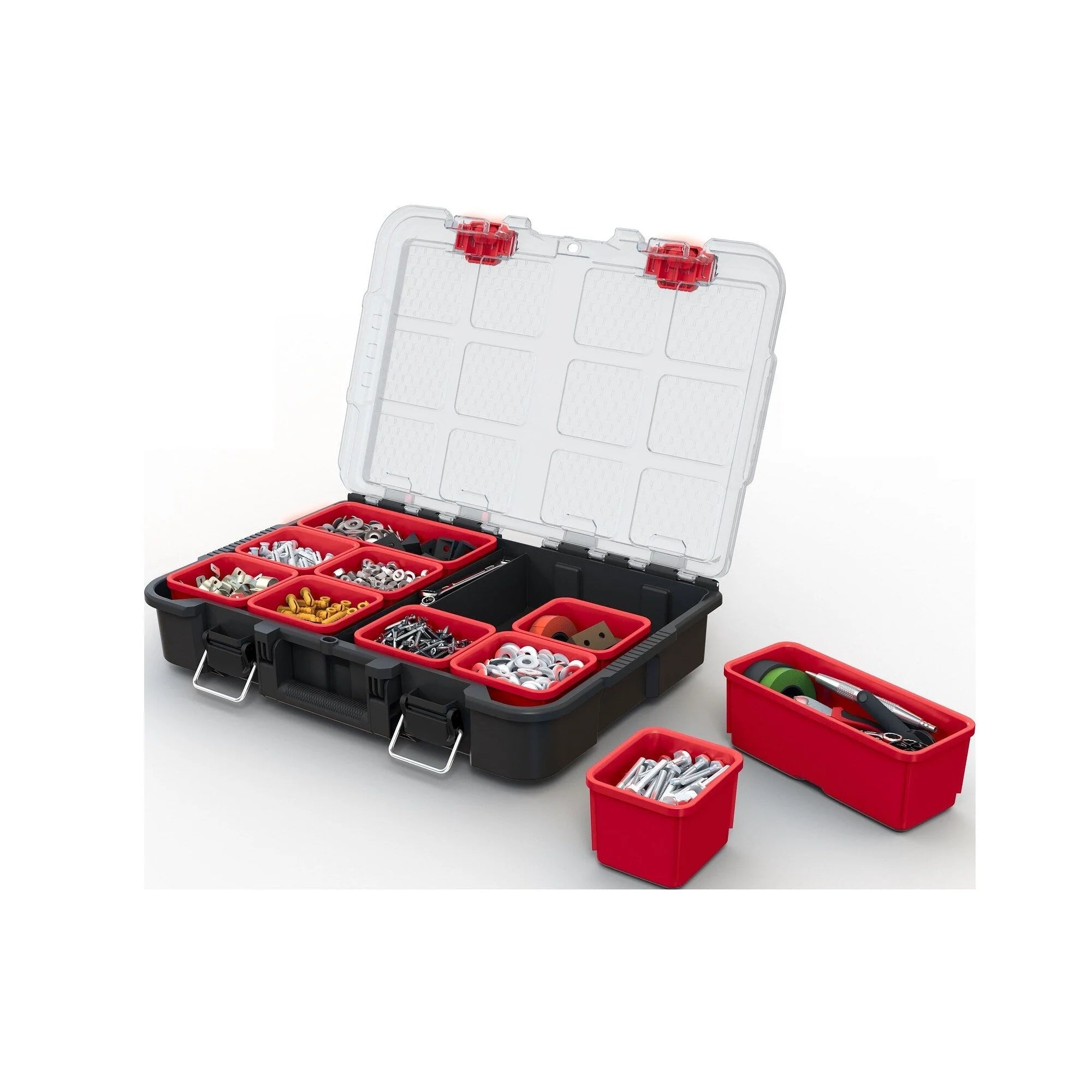 Système de rangement et d'organisation d'outils mobiles Keter Stack-n-Roll 3 pièces, boîte à outils modulaire en résine durable