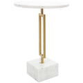 Table d'appoint géométrique en marbre avec support rectangulaire en métal doré - Blanc - Roche River Decor