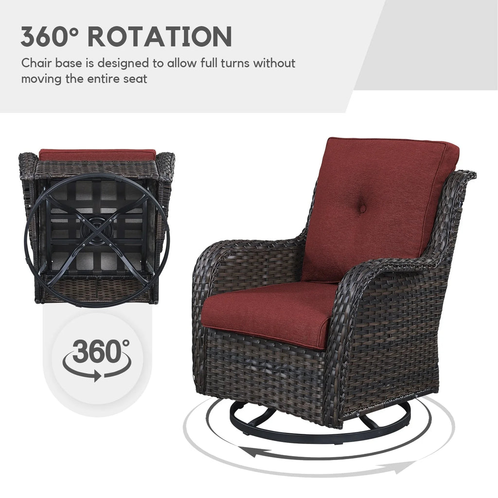 Fauteuils de jardin à bascule en osier Gymojoy avec base pivotante (lot de 2)