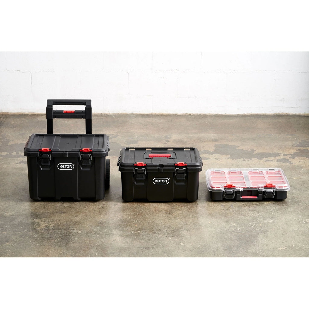 Système de rangement et d'organisation d'outils mobiles Keter Stack-n-Roll 3 pièces, boîte à outils modulaire en résine durable