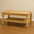 Table basse rectangulaire en chêne massif avec étagère de rangement 110cm x 60cm x 45cm